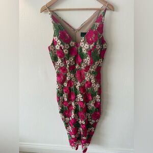 Avery Pink and Green Floral Midi Dress
